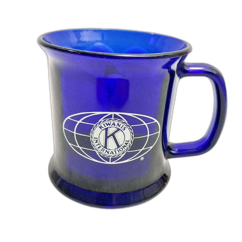 Kiwanis International Coffee Cup Blue Cobalt Glass #X12 - Picture 1 of 7